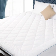 Cotton Mattress Pad Matress Bed Cover Quilted Deep Pocket Noiseless Breathable