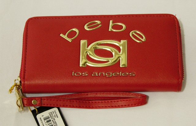 Bebe Logo Hand Bag Wallet Color Candy Apple Zip Around 140 For Sale Online Ebay