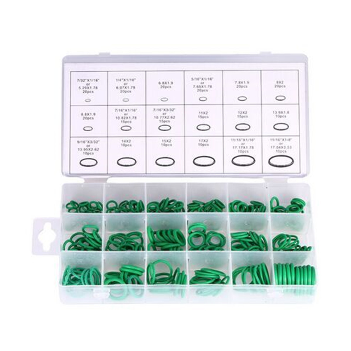 270Pcs HNBR Green Rubber O-Ring Washer Seal Kit for A/C Systems & Gaskets
