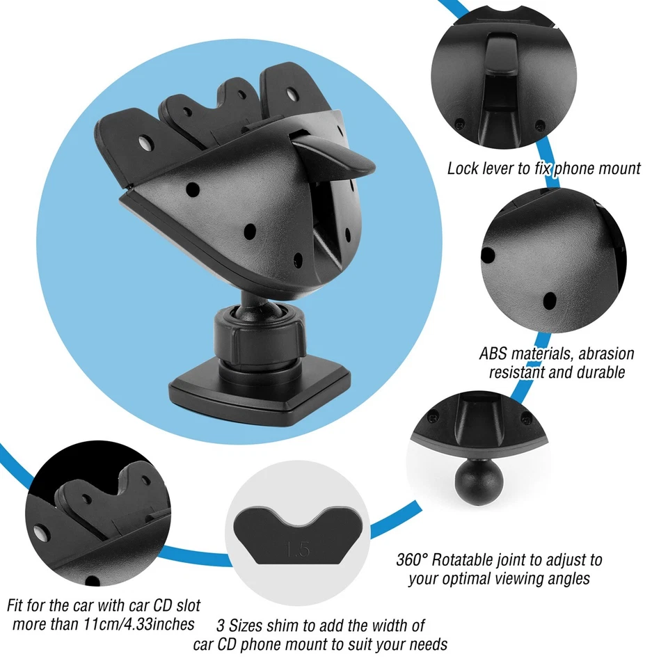 Soporte de montaje con ranura para CD cargador rápido USB para automóvil de 3 puertos para Samsung iPhone XR XS Foto 4 de 4