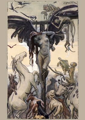 Maximilian Pirner Foto A4 Max Pirner Homo Homini Lupus 1901 Akvarel X