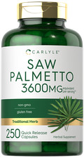Saw Palmetto Extract  3600mg  250 Capsules  Non-GMO. Gluten Free  by Carlyle