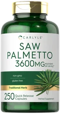 Saw Palmetto Extract | 3600mg | 250 Capsules | Non-GMO. Gluten Free | by Carlyle