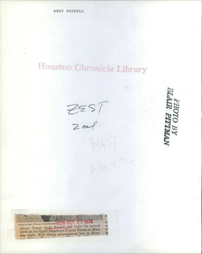 1974 Original Photo Ginny Pace of Houston Texas with husband singer Andy Russell - 画像2/2