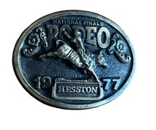 Vintage 1977 Hesston National Finals Rodeo Belt Buckle Brass
