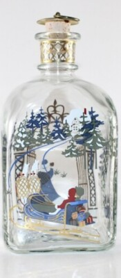 Holmegaard Weihnachten 1998 Flasche und Aquavitgläser