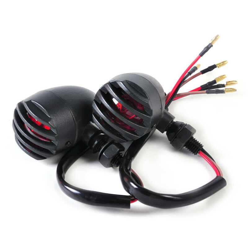 Universal Motorcycle Black Grille Turn Signals Brake Stop Running Tail Lights