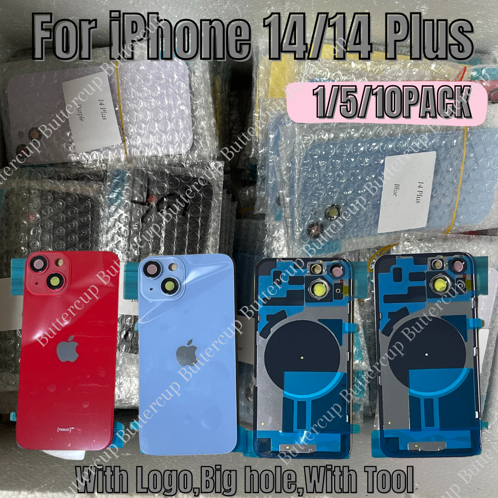 For iPhone 14/15 Pro Max Plus Back Glass Replacement Big Cam Hole Rear Cover Lot