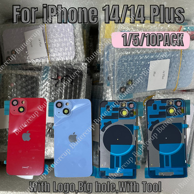 For iPhone 14/15 Pro Max Plus Back Glass Replacement Big Cam Hole Rear Cover Lot