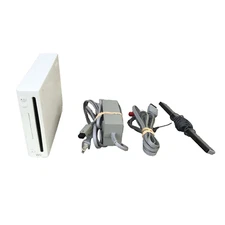 Nintendo Wii White Console RVL-001 with Sensor Bar & Cables - Tested