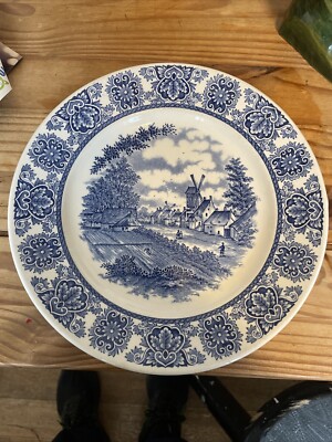 Delfter Broadhurst Eisenstein blau und weiß 9,5 Zoll