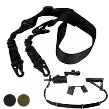 TACTICAL 2 POINT SLING IN BLACK GREEN. RIFLE BUNGEE SLING. ADJUSTABLE. STRAP.