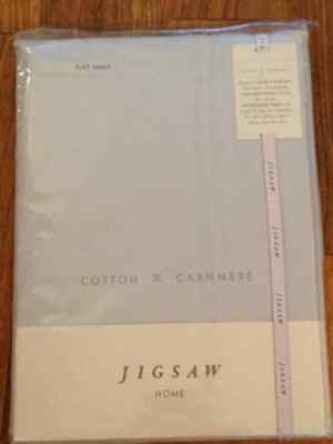 JIGSAW Baumwolle Kaschmir FLACHES LAKEN Meeresschaum blau 400 Fadenzahl einzeln NEU