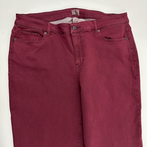 Dressbarn Super Soft Straight Women's size 16 Dark Red Burgundy Denim Jeans - Picture 2 of 4