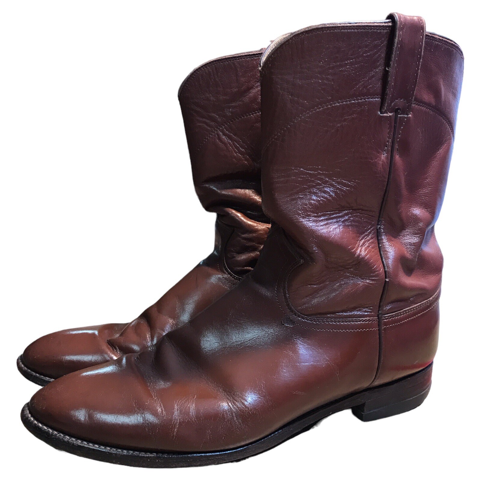 Justin Cowboy Western Boots Mens Size 12 D Brown Style 3802 Needs