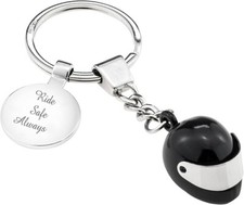 EIO Gifts Personalised Motorbike/Motorcycle Black Metal Helmet Keyring