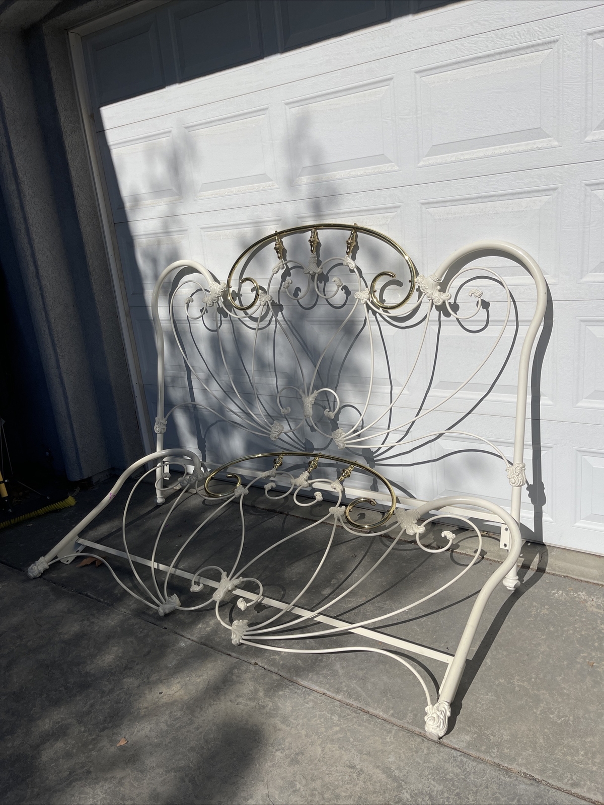 elliotts design White Gold Metal headboard And Footboard Queen Size | eBay