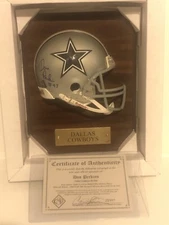 DON PERKINS Signed DALLAS COWBOYS Mini Helmet PLAQUE 6x Pro Bowl, Dec'd '22, COA