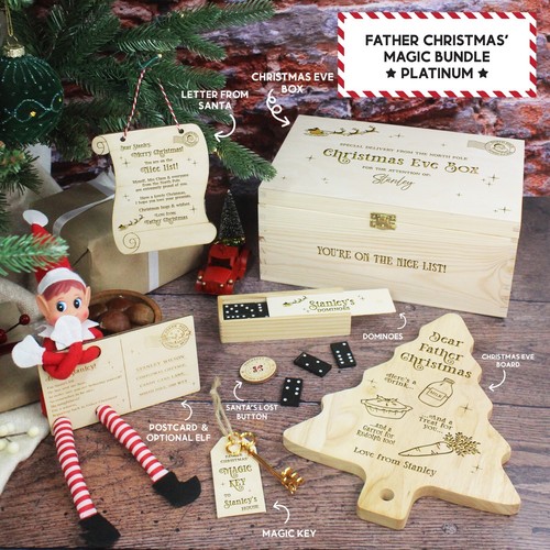Traditional Platinum Christmas Elf Bundle Personalised Xmas Eve Box Board Letter - Picture 10 of 13