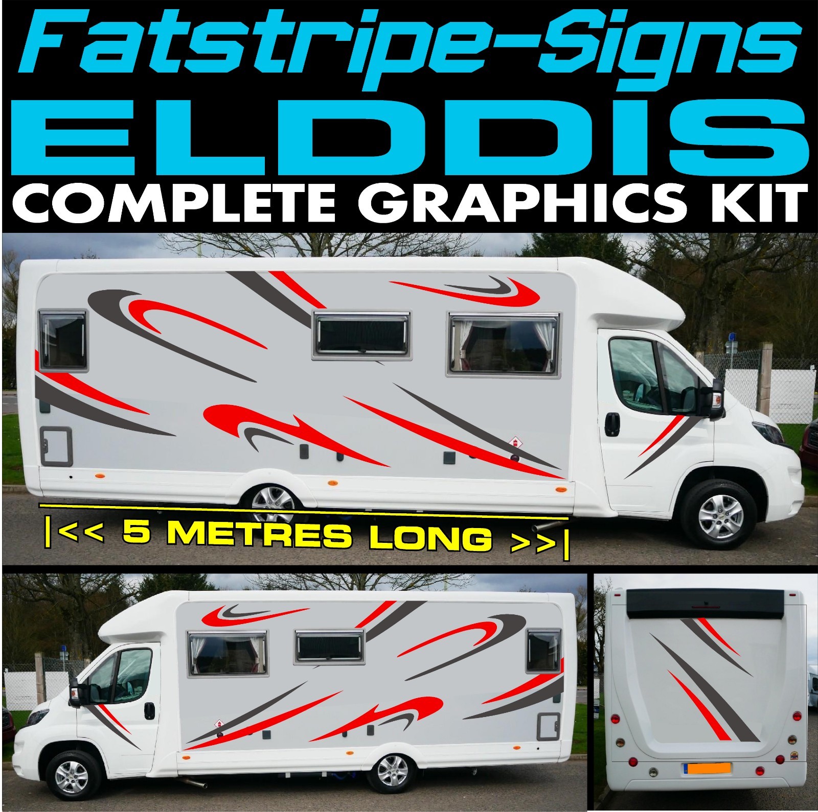 to fit ELDDIS MOTORHOME GRAPHICS STICKERS STRIPES DECALS CAMPER VAN