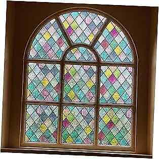  Stained Glass Window Film, Window Privacy Films, Colorful Lattice Window  - Picture 1 of 8