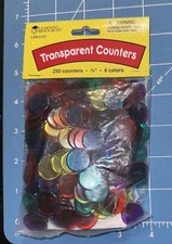 Learning Resources 250 Assorted Color Transparent Counters Bingo Chips Math 3/4  