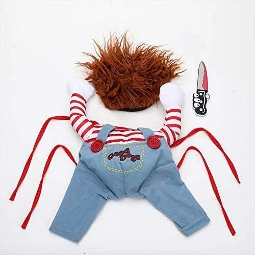 Dog Cat Pet Costume Chucky Deadly Doll Cosplay Party Fancy Christmas Cloth Mediu - Image 2 of 4