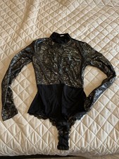 Body Top Tezenis Taglia S Argento Nero Pizzo Usato