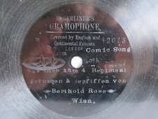 78rpm E. BERLINER GRAMOPHONE 7" - BERTHOLD ROSE Vienna: Aus Liab zum 4. Regiment