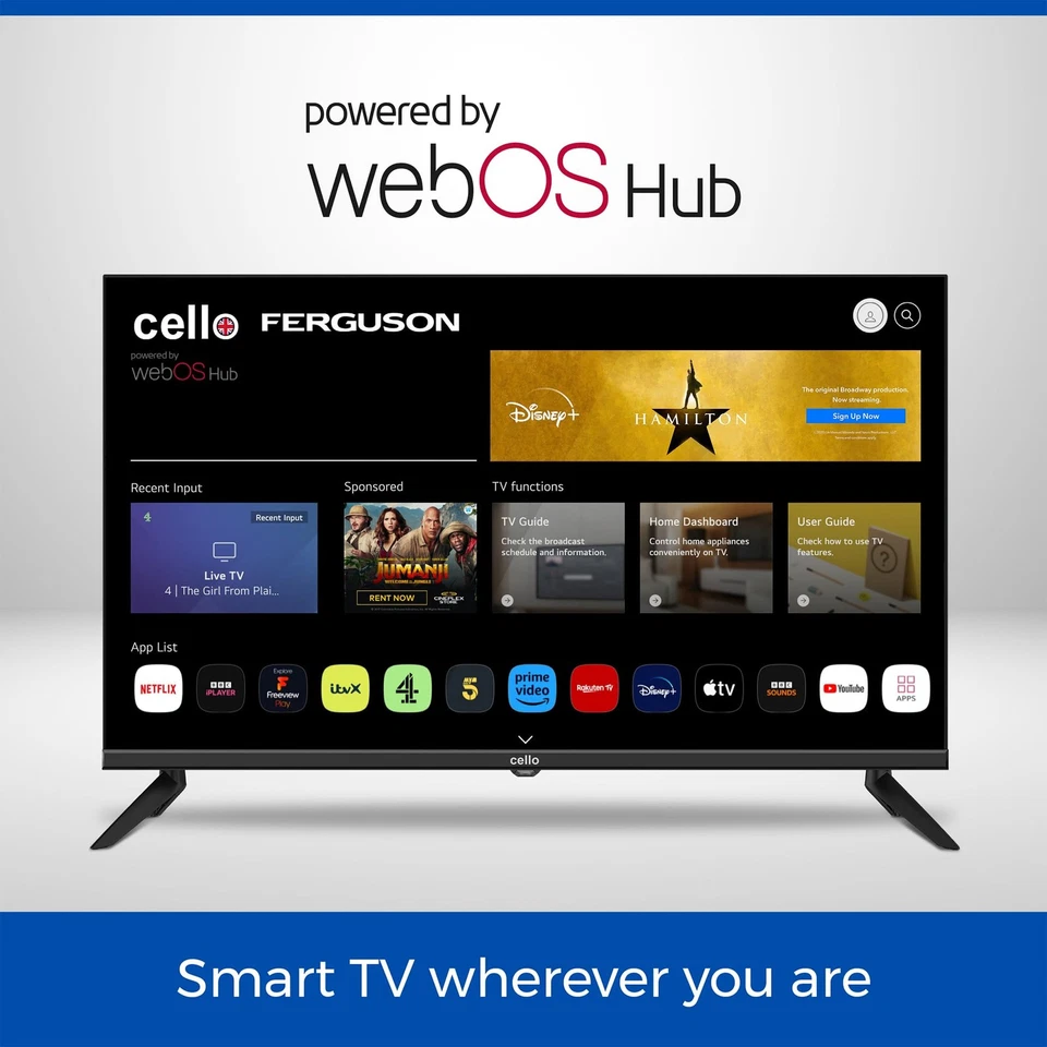 Cello Frameless LED 32 Inch Smart TV, Smart Ultrafast WebOS Freeview Kids - Image 2 of 4