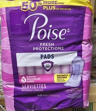 Poise Fresh Protection Pads, 5 Maximum Long, 60 Total Pads, Disheveled Packs