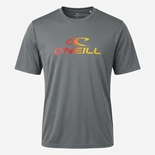 ONeill Rash Guard Shirt Mens XL Slim Fit Dark Grey Sunset Logo Short Sleeve Surf