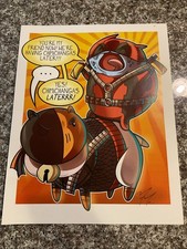 11x14 Mike Vasquez Litografía/Chimichangas!!! Catbug como Deadpool y Pussycat como Deat