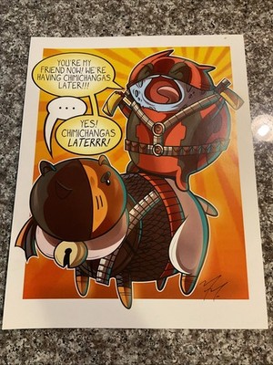 11x14 Mike Vasquez Litho/ Chimichangas!!! Catbug As Deadpool & Pussycat As Deat