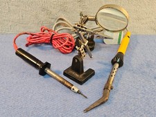 Vintage 80s Soldering Set ~ Helping Hand Magnifier Stand, Powerline, Universalda