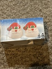 Santa Claus Head Salt and Pepper Shaker Set Ceramic Original Box Christmas
