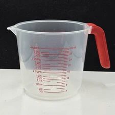 4 Cup (1 liter) Measuring Cups Polypropylene Calibrated oz & mL 1/Pk Red Handle