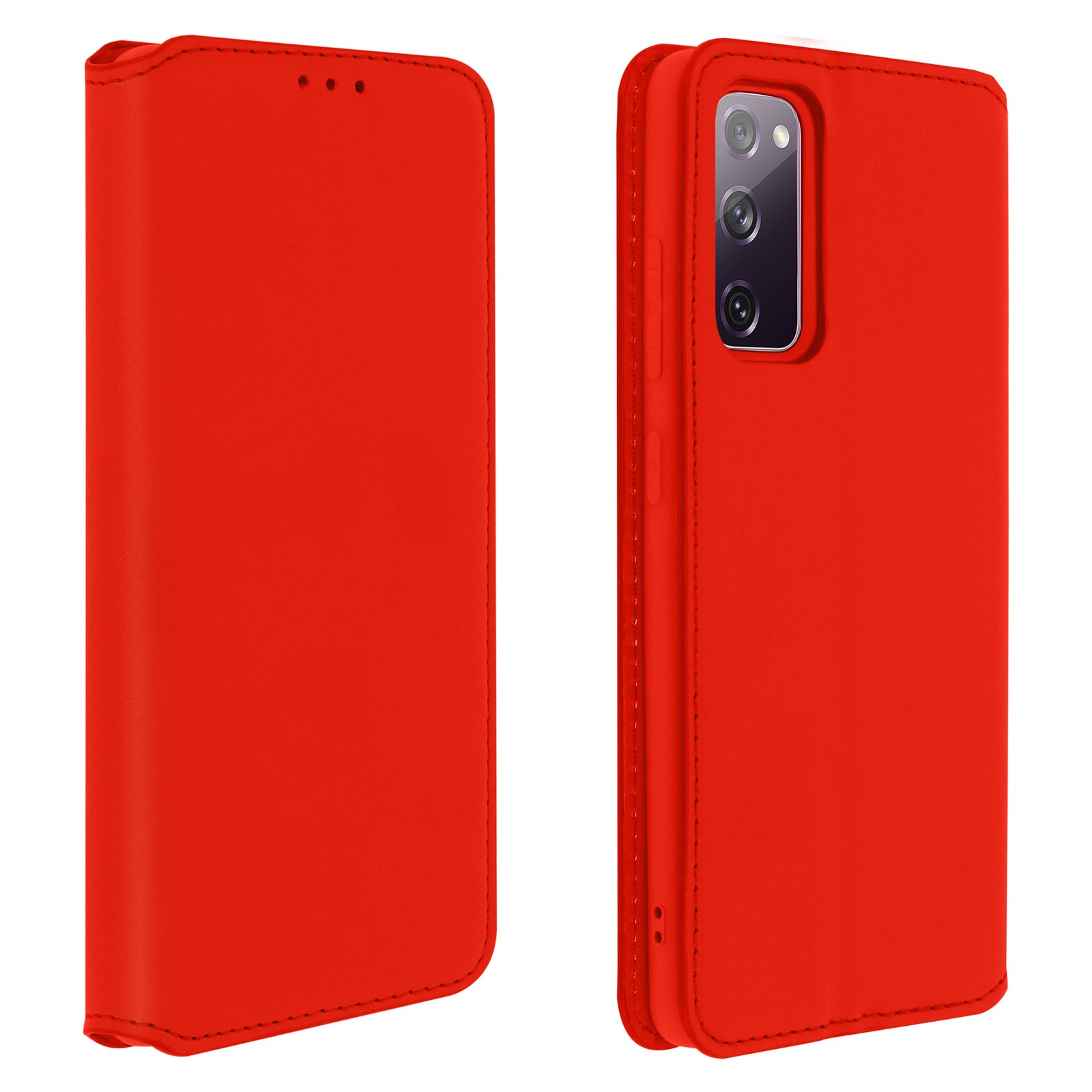 Coque Galaxy S20 FE rouge anti-rayure avec rangement carte intégré