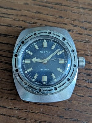 Vostok Amphibia, 2209, 18 Jewels Taucheruhr, tickt, zum Restaurieren #S689