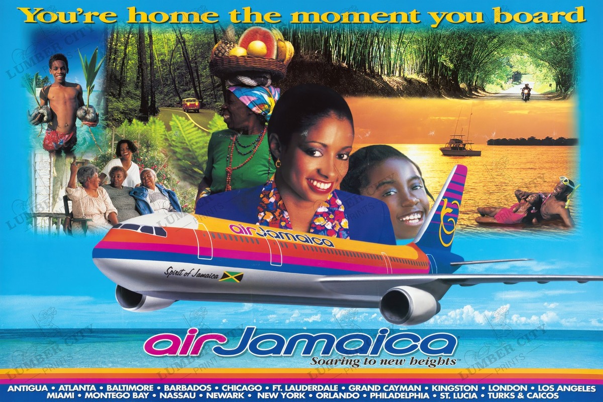 Air Jamaica Soaring Vintage 1997 Travel Poster Print Wall Art | eBay