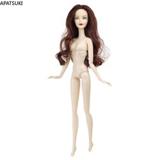 Brown Wavy Hair Blue Eyes 12" 1/6 BJD Doll Nude Naked Body  Head Jointed Body