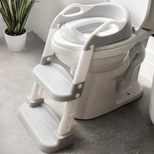 Potty Training Seat W/ 2 Step Ladder Toddlers Splash Guard Adjustable Height