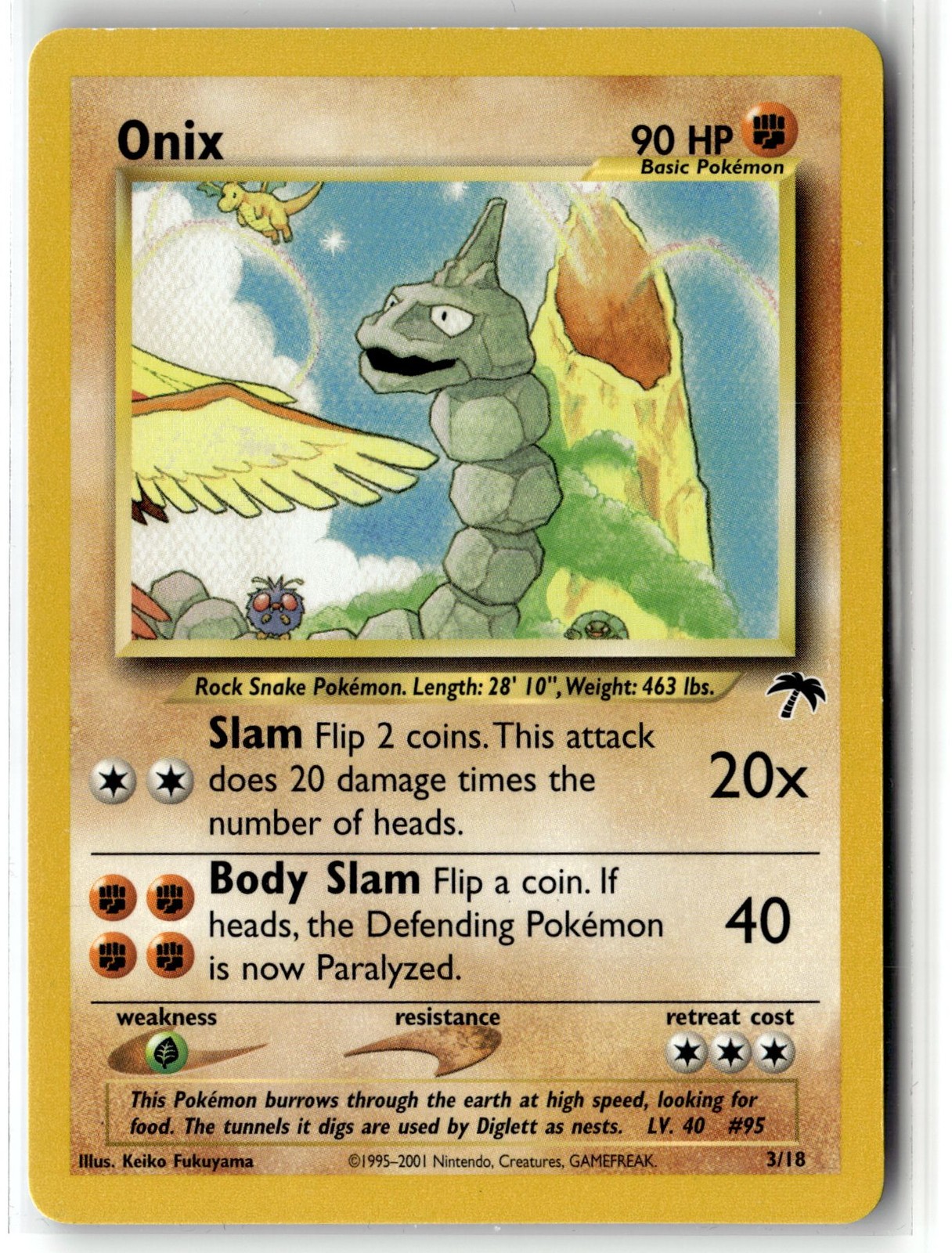 Onix ⭐️ 3/18 Southern Islands 2001 Pokemon NM