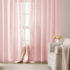 Non-See-Through Privacy Semi Sheer Curtains 84 52"W x 84"L Pack of 2 Pink