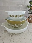 Rare Vintage Spring Blossom Pyrex Cinderella Set. 3 Piece Set. 441, 442, 443.