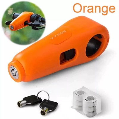 Motorcycle Handlebar Orange Security Alarm Lock Bar Grip Brake Lever Anti-theft