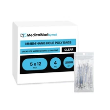 5"x12" Clear Reclosable Bags 4 Mil Plastic Polybags with Hang Hole 2000 Packs