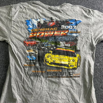 #ad Generac T Shirt Mens Size L Gray 2007 Racing Road America Graphic Distressed $18.00