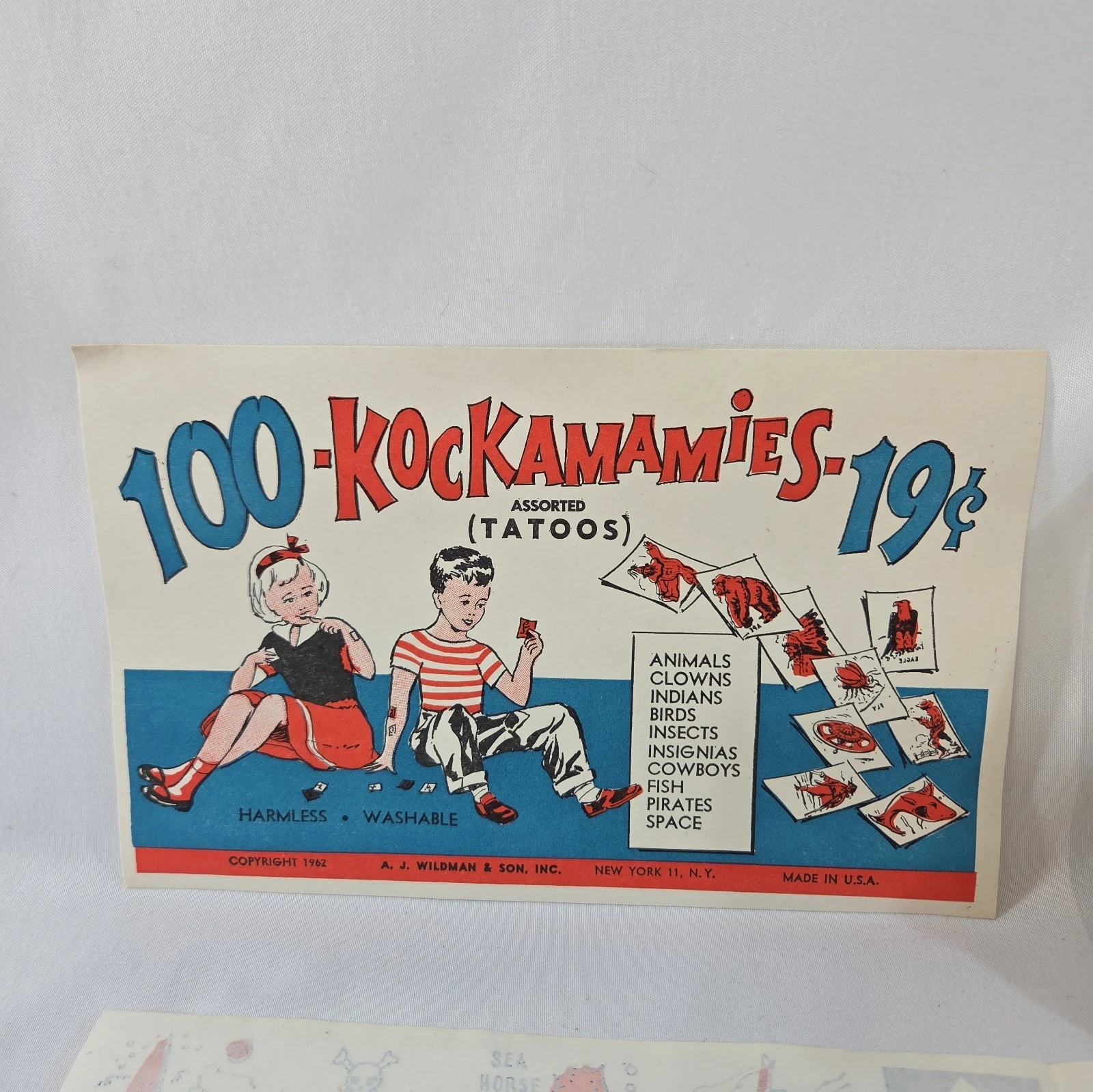 Vintage 1962 Washable Tattoo Sheet Kockamamies - A.J. Wildman NY USA - NEW NOS - product detail image 18