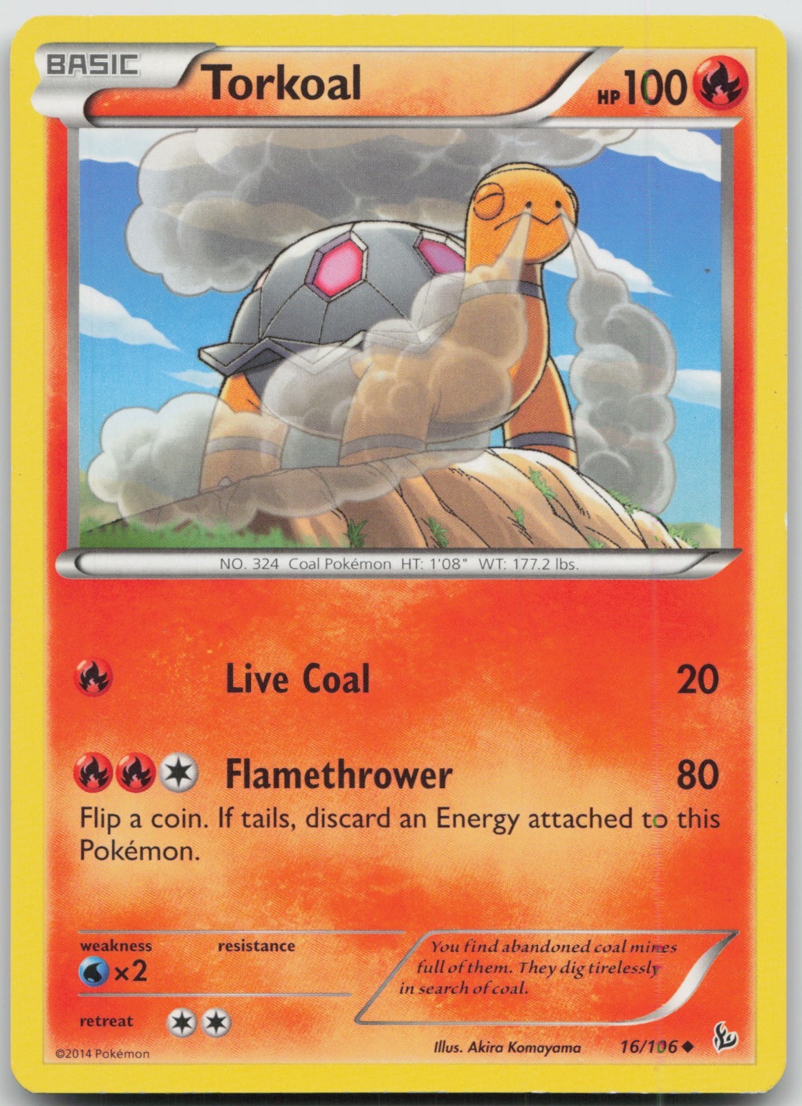Torkoal 16/106 Uncommon Flashfire Pokemon LP/MP